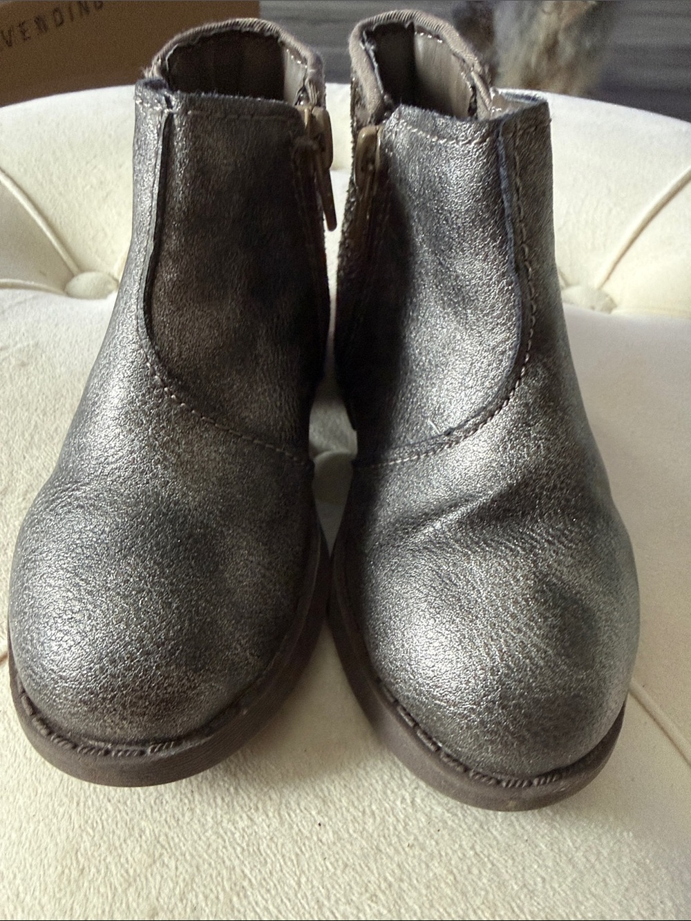 OshKosh B'gosh Girls Metallic Pewter Ankle Boots